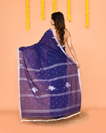 Thumbnail for Piyari Fashion Soft Mul Cotton Blue Jamdani Saree With Net Tassels