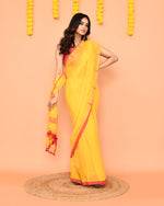 Thumbnail for Piyari Fashion Soft Mul Cotton Yellow Jamdani Saree With Net Tassels