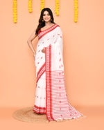 Thumbnail for Piyari Fashion Women's White Cotton Handloom Saree