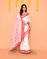 Thumbnail for Piyari Fashion Women's White Cotton Handloom Saree