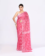 Thumbnail for Piyari Fashion Women's Pink Embellished Cotton Blend Jamdani Saree