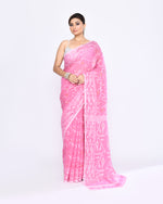 Thumbnail for Piyari Fashion Women's Pink Embellished Cotton Blend Jamdani Saree