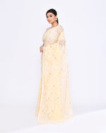 Thumbnail for Piyari Fashion Women's Cream Embellished Cotton Blend Jamdani Saree