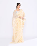 Thumbnail for Piyari Fashion Women's Cream Embellished Cotton Blend Jamdani Saree