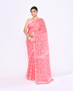 Thumbnail for Piyari Fashion Women's Salmon Embellished Cotton Blend Jamdani Saree