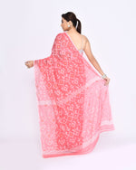 Thumbnail for Piyari Fashion Women's Salmon Embellished Cotton Blend Jamdani Saree