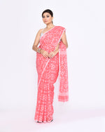 Thumbnail for Piyari Fashion Women's Salmon Embellished Cotton Blend Jamdani Saree