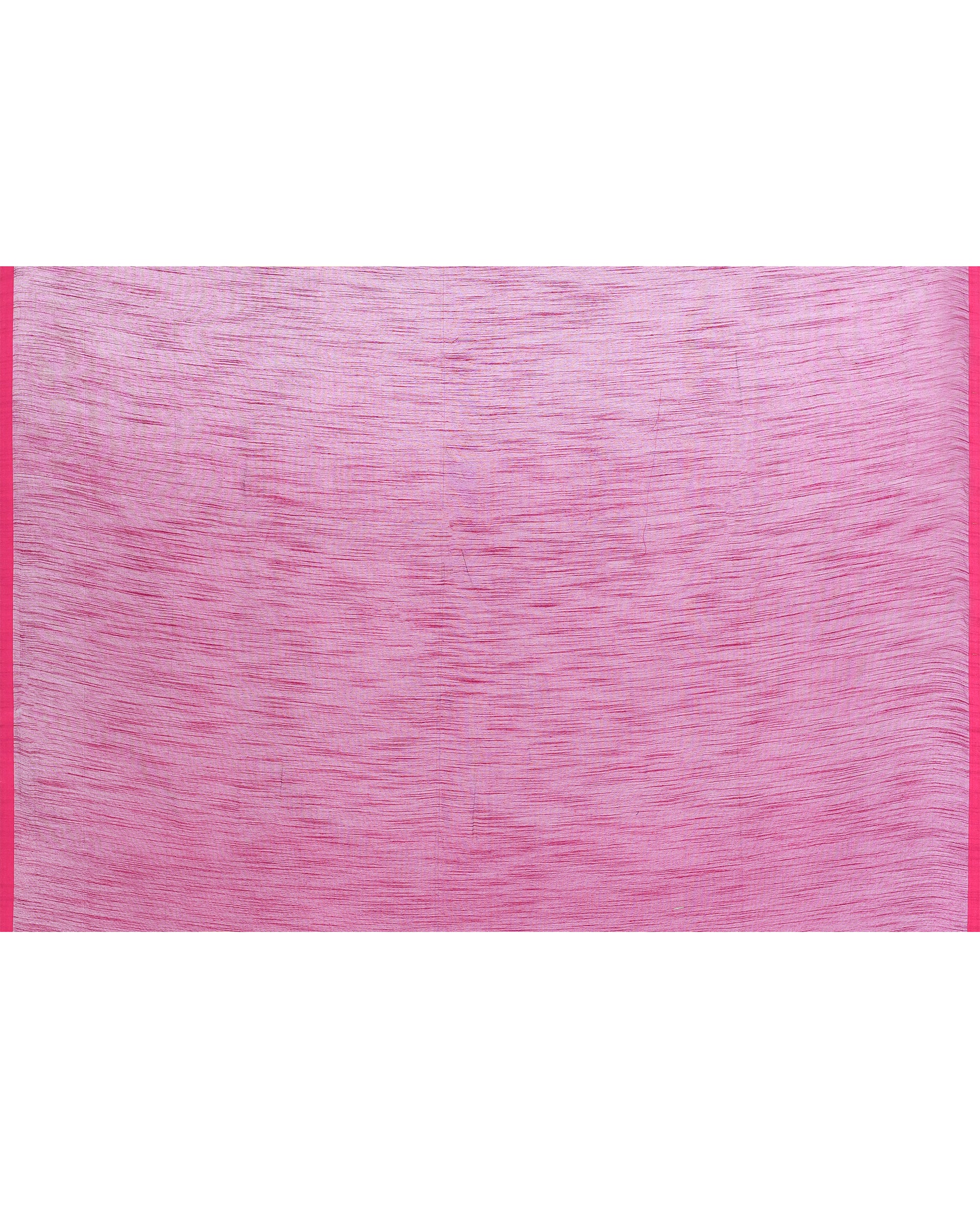 Piyari Fashion Women's Pink Embellished Cotton Blend Jamdani Saree