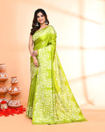 Thumbnail for Piyari Fashion PIyari Fashion Olive Printed Saree With Blouse