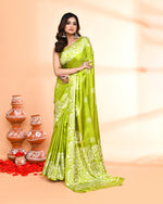 Thumbnail for Piyari Fashion PIyari Fashion Olive Printed Saree With Blouse