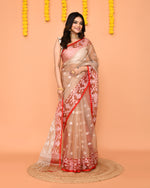 Thumbnail for Piyari Fashion Women's Tan Resham Silk Jamdani Saree