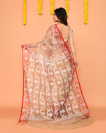 Thumbnail for Piyari Fashion Women's Tan Resham Silk Jamdani Saree
