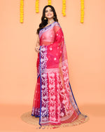 Thumbnail for Piyari Fashion Women's Rani Pink Resham Silk Jamdani Saree