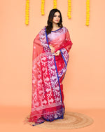 Thumbnail for Piyari Fashion Women's Rani Pink Resham Silk Jamdani Saree