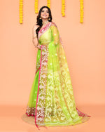 Thumbnail for Piyari Fashion Women's Lime Resham Silk Jamdani Saree
