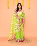 Thumbnail for Piyari Fashion Women's Lime Resham Silk Jamdani Saree