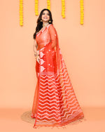 Thumbnail for Piyari Fashion Women's Orange Resham Silk Jamdani Saree