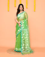 Thumbnail for Piyari Fashion Women's Green Resham Silk Jamdani Saree