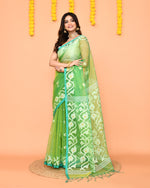 Thumbnail for Piyari Fashion Women's Green Resham Silk Jamdani Saree