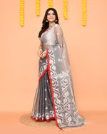 Thumbnail for Piyari Fashion Women's Grey Resham Silk Jamdani Saree