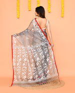 Thumbnail for Piyari Fashion Women's Grey Resham Silk Jamdani Saree