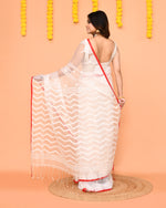 Thumbnail for Piyari Fashion Women's White Resham Silk Jamdani Saree