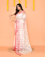 Thumbnail for Piyari Fashion Women's White Resham Silk Jamdani Saree