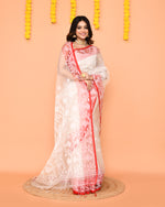 Thumbnail for Piyari Fashion Women's White Resham Silk Jamdani Saree