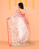 Thumbnail for Piyari Fashion Women's White Resham Silk Jamdani Saree
