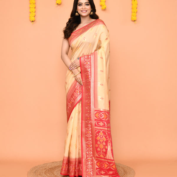 Piyari Fashion Women's Handloom Beige Bangalore Silk Saree With Zari Border - Distacart
