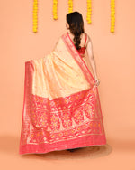 Thumbnail for Piyari Fashion Women's Handloom Beige Bangalore Silk Saree With Zari Border