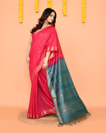 Thumbnail for Piyari Fashion Women's Handloom Rani Blend Silk Saree With Zari Border