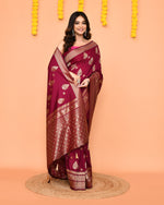 Thumbnail for Piyari Fashion Women's Handloom Deep Magenta Bangalore Silk Saree With Zari Border