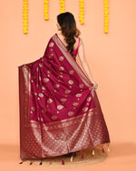 Thumbnail for Piyari Fashion Women's Handloom Deep Magenta Bangalore Silk Saree With Zari Border