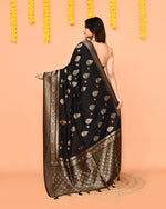 Thumbnail for Piyari Fashion Women's Handloom Black Bangalore Silk Saree With Zari Border