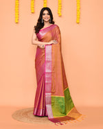 Thumbnail for Piyari Fashion Women's Handloom Pastel Pink Yellow Bangalore Silk Saree With Zari Border