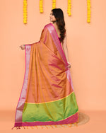 Thumbnail for Piyari Fashion Women's Handloom Pastel Pink Yellow Bangalore Silk Saree With Zari Border
