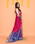 Thumbnail for Piyari Fashion Women's Rani Pink Organza Silk Saree With Zari Border