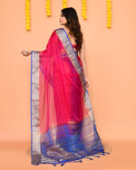 Thumbnail for Piyari Fashion Women's Rani Pink Organza Silk Saree With Zari Border