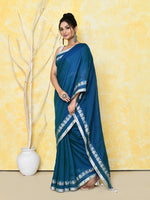 Thumbnail for Piyari Fashion Women's Love Border Navy Blue Tissue Saree With Blouse Piece
