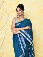 Thumbnail for Piyari Fashion Women's Love Border Navy Blue Tissue Saree With Blouse Piece