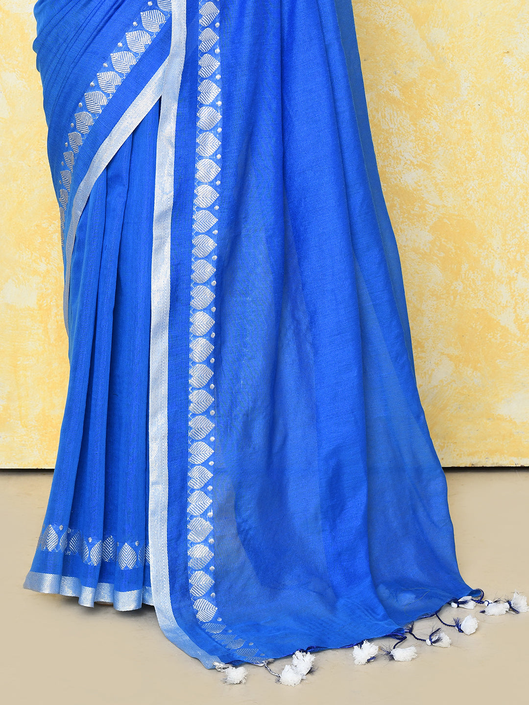 Piyari Fashion Women's Love Border Turquoise Blue Tissue Saree With Blouse Piece