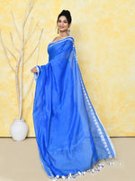 Thumbnail for Piyari Fashion Women's Love Border Turquoise Blue Tissue Saree With Blouse Piece