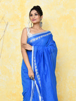 Thumbnail for Piyari Fashion Women's Love Border Turquoise Blue Tissue Saree With Blouse Piece