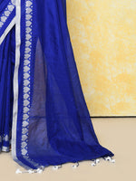Thumbnail for Piyari Fashion Women's Love Border Royal Blue Tissue Saree With Blouse Piece