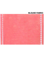 Thumbnail for Piyari Fashion Women's Love Border Tomato Red Tissue Saree With Blouse Piece