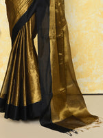 Thumbnail for Piyari Fashion Women's Gold Organic Tissue Saree With Blouse Piece