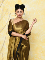 Thumbnail for Piyari Fashion Women's Gold Organic Tissue Saree With Blouse Piece