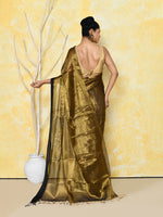 Thumbnail for Piyari Fashion Women's Gold Organic Tissue Saree With Blouse Piece