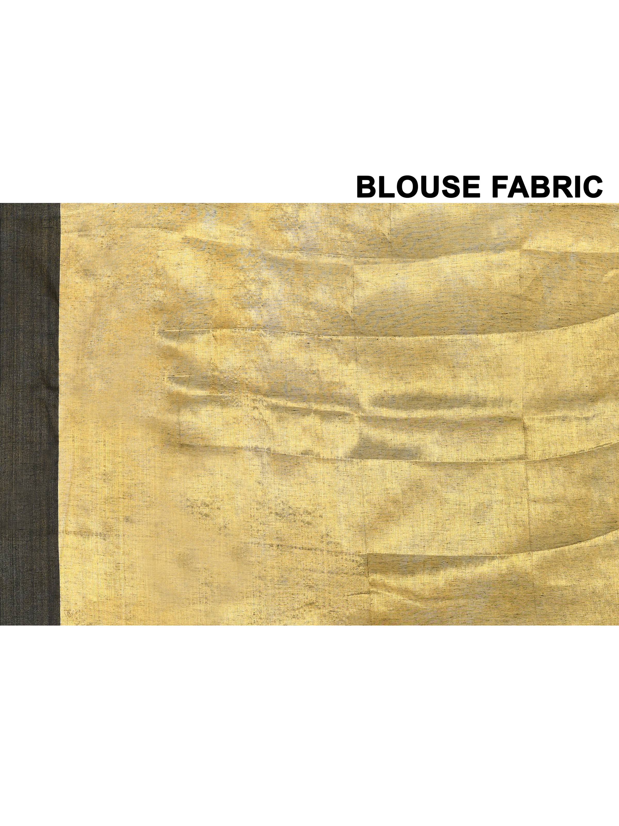 Piyari Fashion Women's Gold Organic Tissue Saree With Blouse Piece